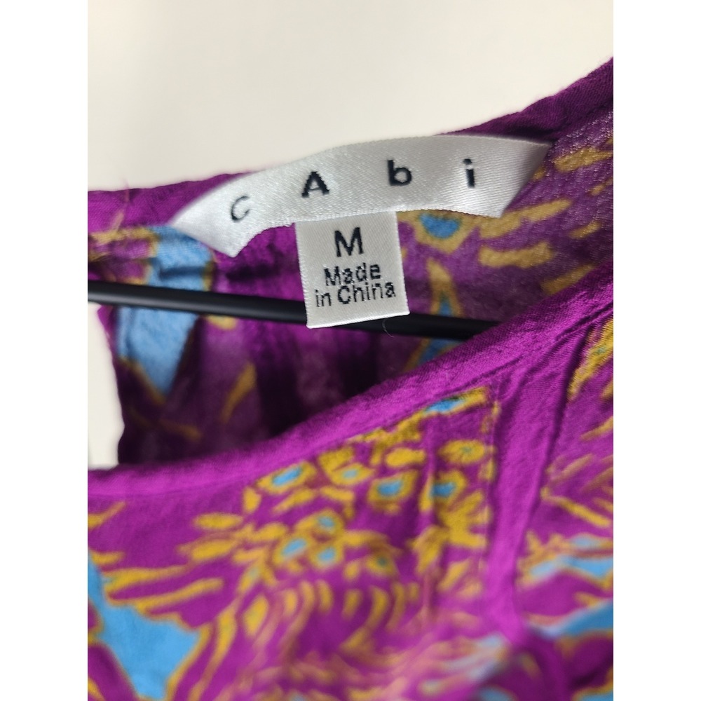 Cabi Purple Floral Sleeveless Rayon Blouse Top Style 243 Women Medium - Picture 6 of 8